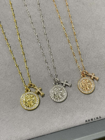 Chrome Hearts round plaque cross Necklace