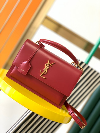 YSL SUNSET LARGE IN SMOOTH LEATHER RED 10.6 X 7 X 3.1 INCHES