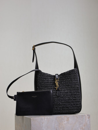 YSL LE 5 À 7 Soft Small (Raffia/Leather) 22x22x7-9cm