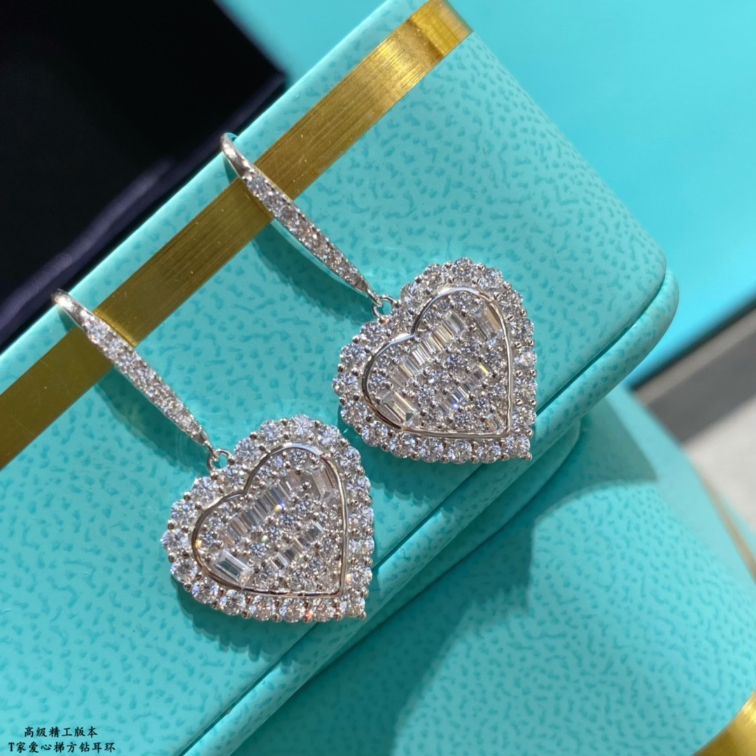 Tiffany & Co. Trapezoid Heart Drop Earrings Ag925