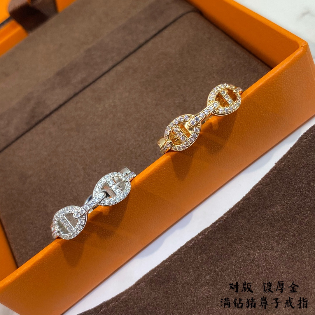 Hermès fully diamond-encrusted Collier de Chien Ring