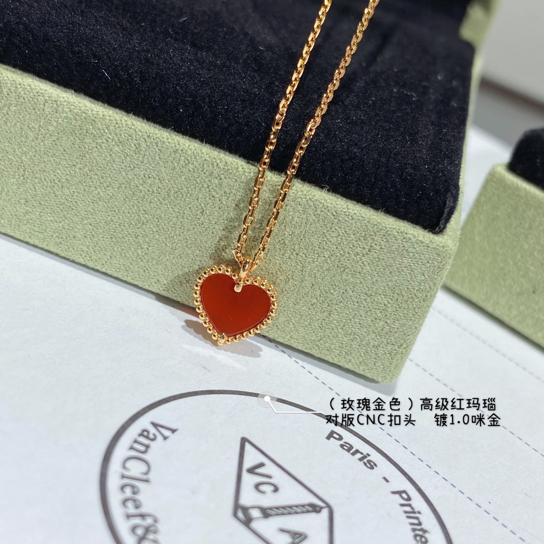 Van Cleef & Arpels Red Agate Heart-Shaped Love Necklace