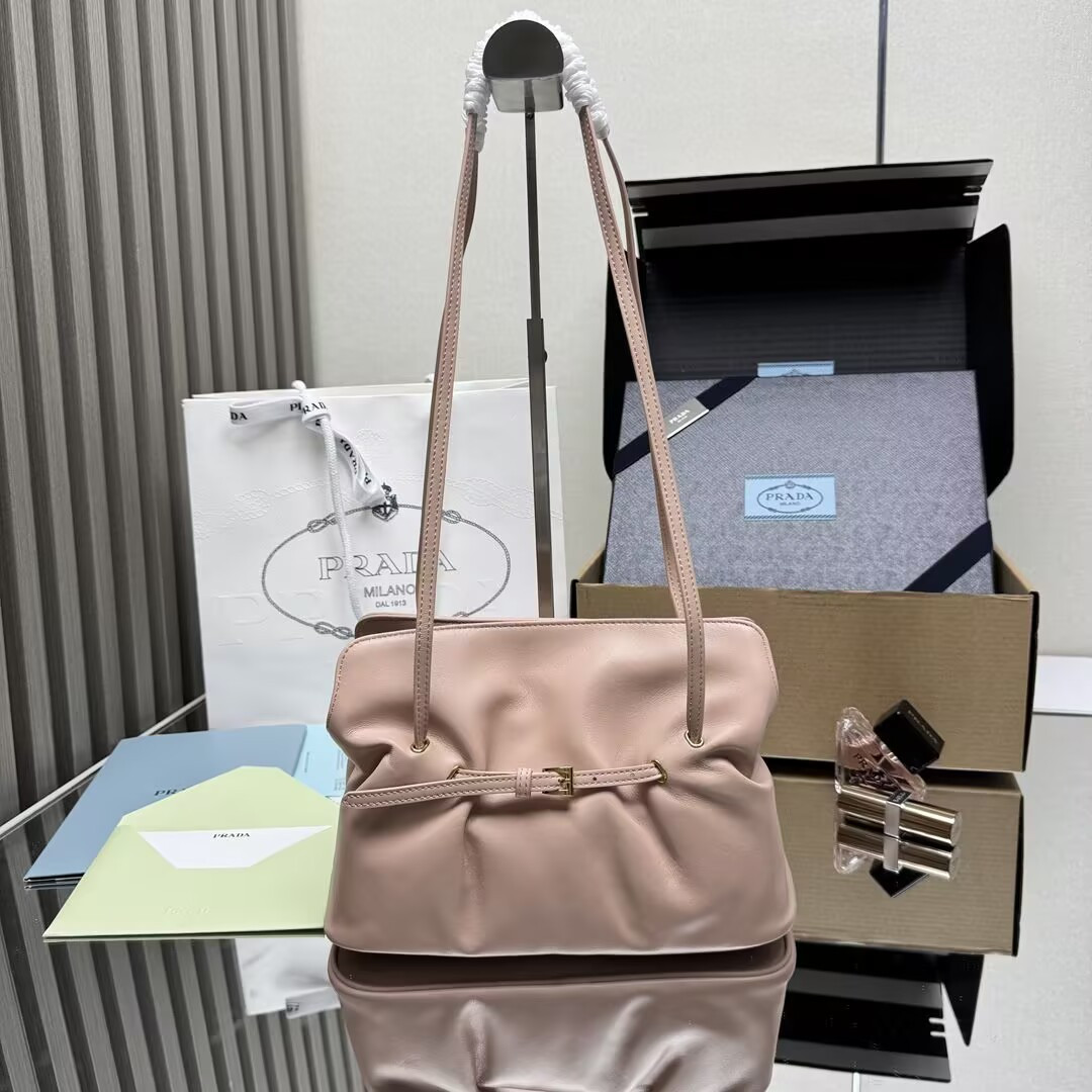 Prada Slouchy Lambskin Leather Shoulder Bag 25x18.5x11.5cm