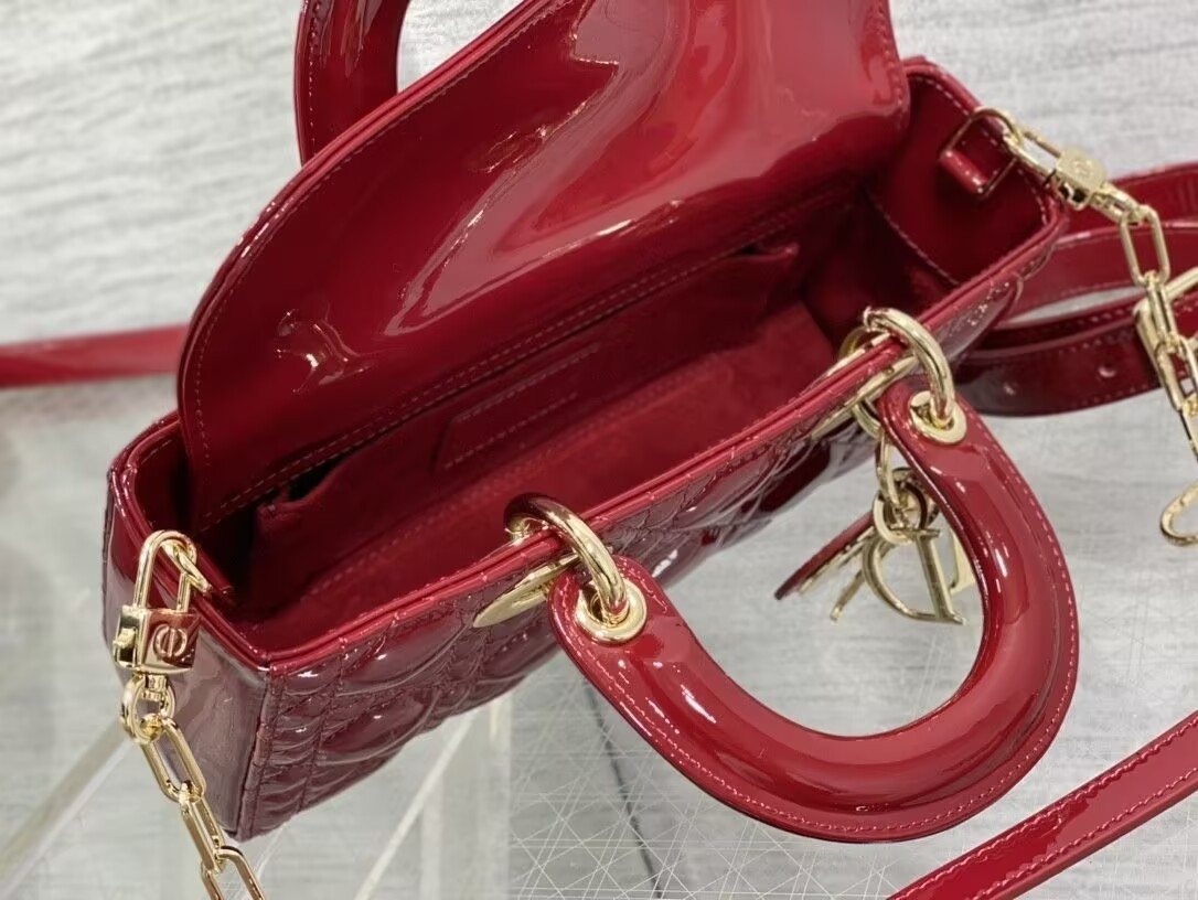 DIOR SMALL LADY D-JOY BAG RED 22x6x12cm
