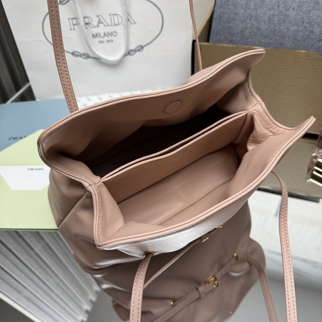 Prada Slouchy Lambskin Leather Shoulder Bag 25x18.5x11.5cm