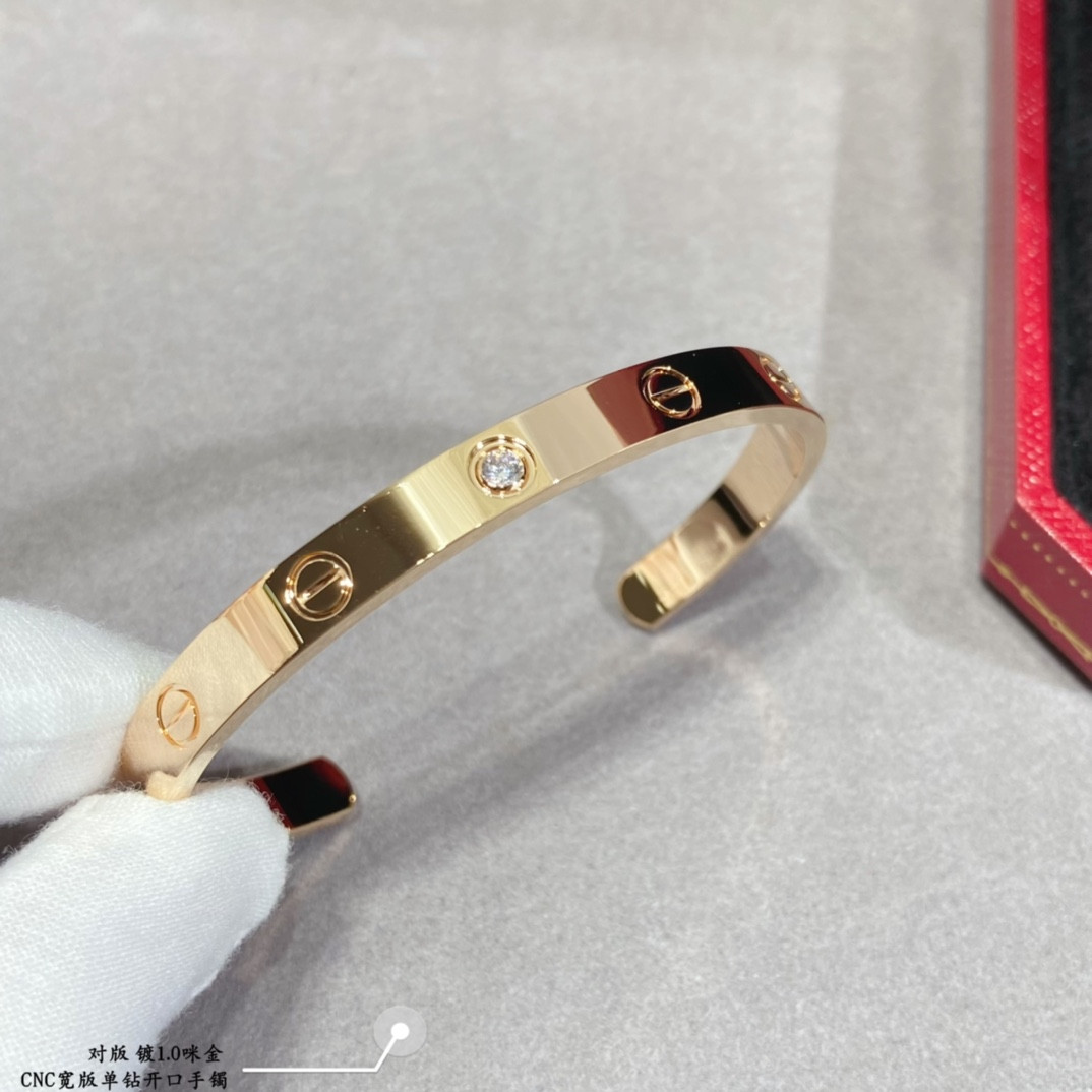 Cartier wide single diamond open LOVE Bracelet