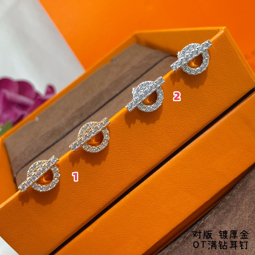 Hermès OT fully diamond-encrusted stud Earrings