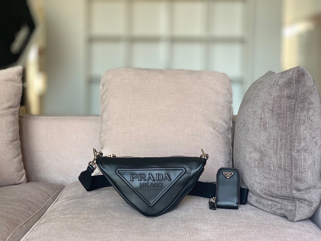 prada triangle bag in black