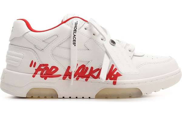 OFF-WHITE Out Of Office OOO Low Tops For Walking White White Red FW21