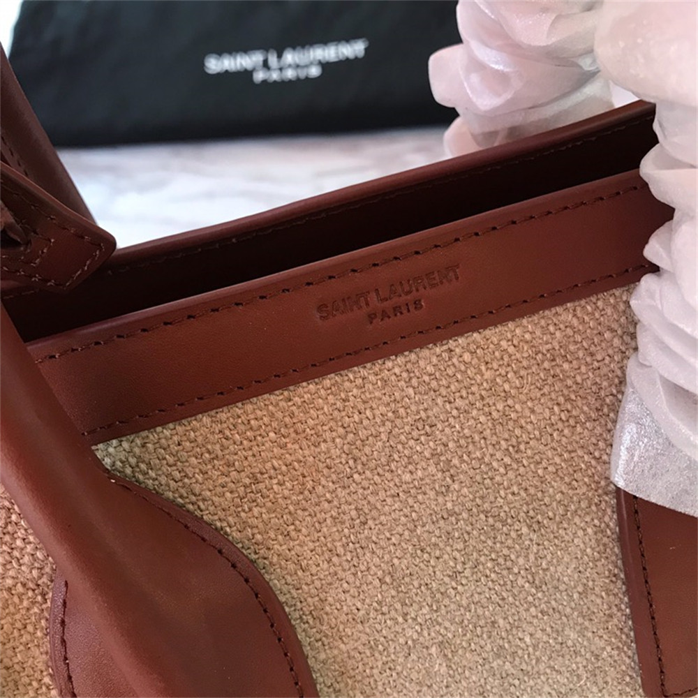 YSL SAC DE JOUR SMALL IN CANVAS AND LEATHER BEIGE SEA SALT AND BRICK