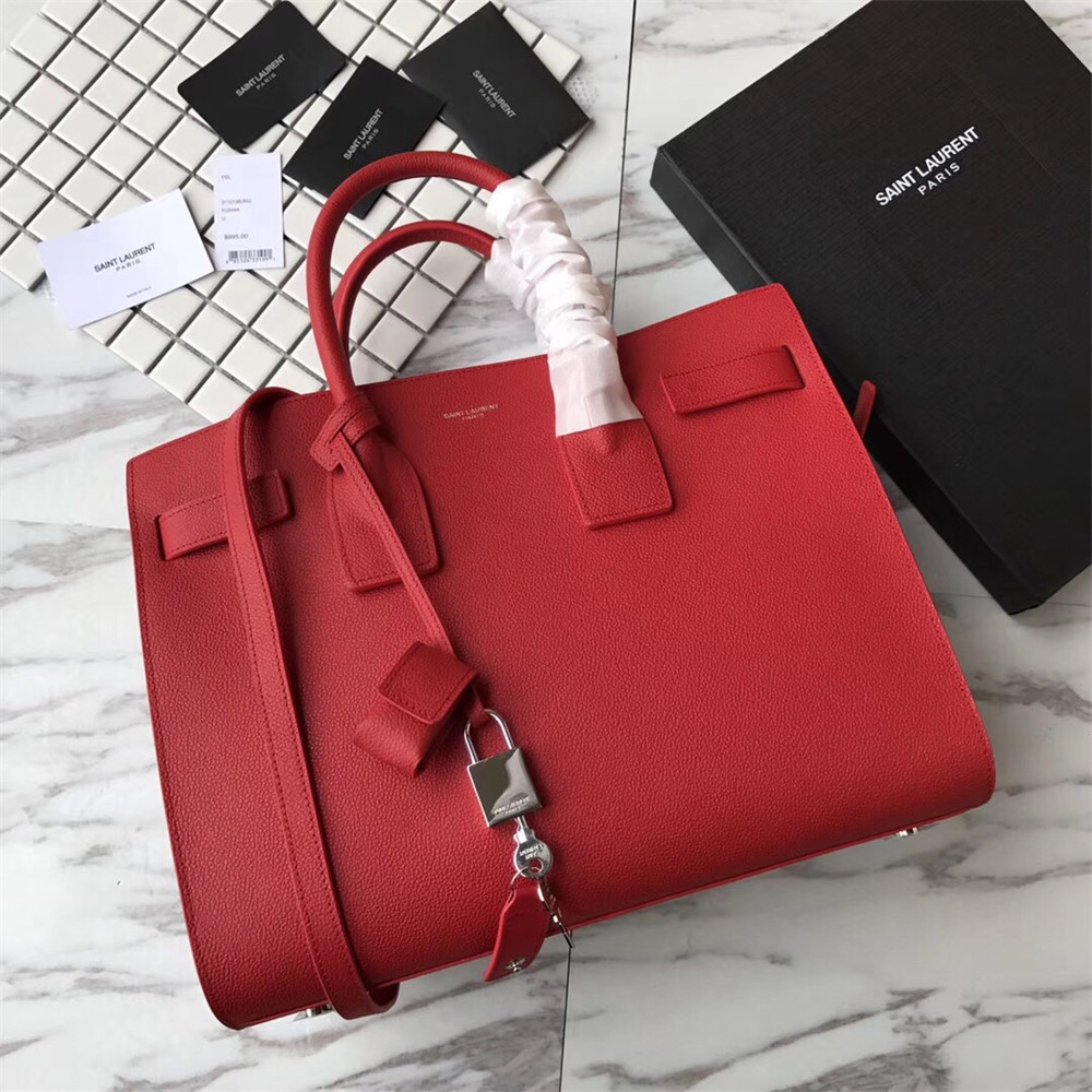 YSL SAC DE JOUR SMALL IN GRAINED LEATHER RED