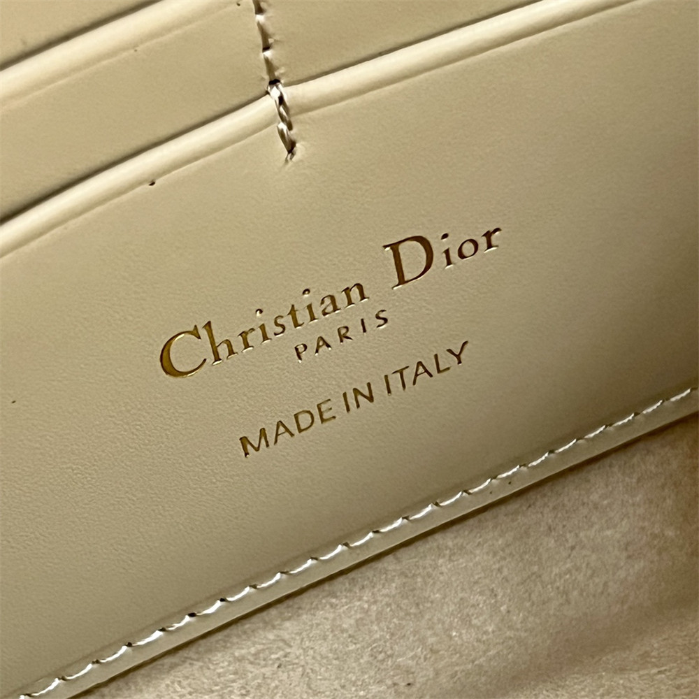 DIOR BOBBY EAST-WEST POUCH WITH CHAIN Latte Smooth Calfskin Apricot