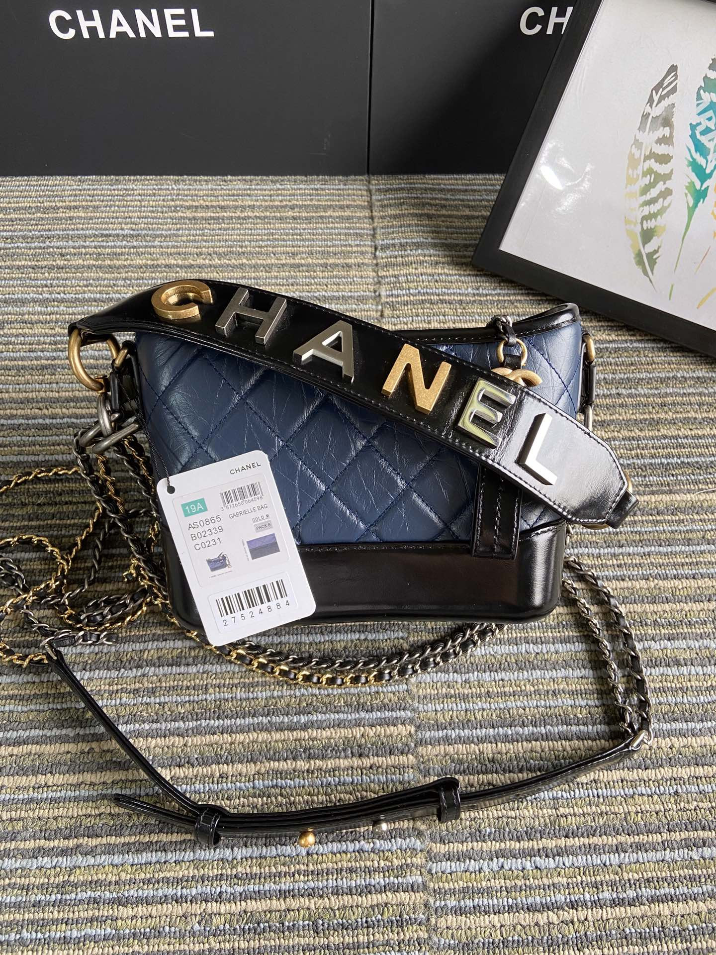Chanel Gabrielle SMALL BLUE with shoulder strap letters 20 x 15 x 8cm