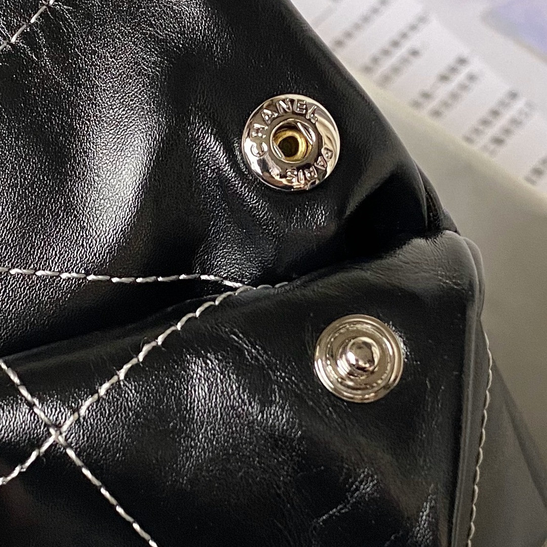 CHANEL 22 HANDBAG Shiny Calfskin SILVER 15.2×16.4×3.1 in