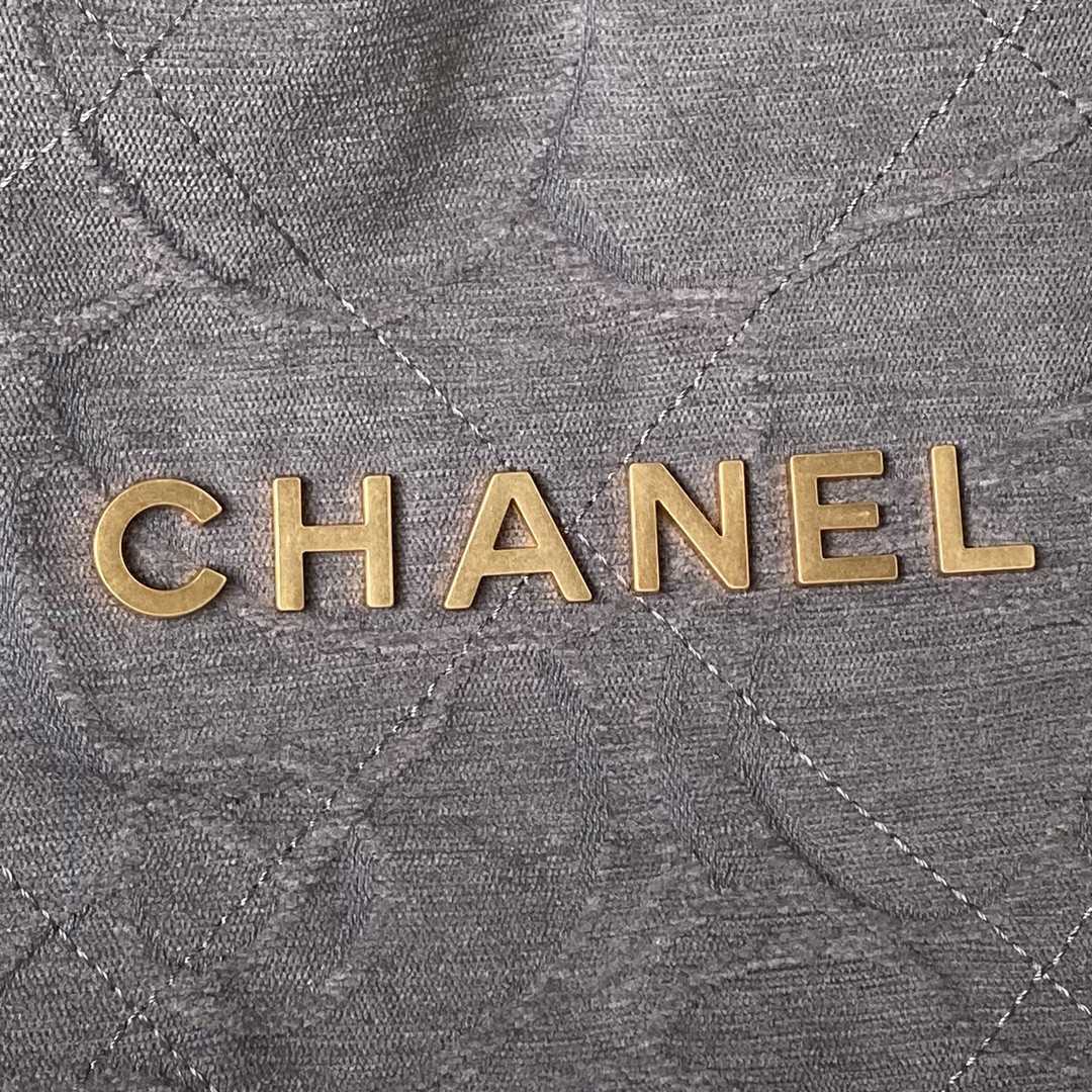 CHANEL 22 SMALL HANDBAG velvet GREY 13.7×14.4×2.7 in