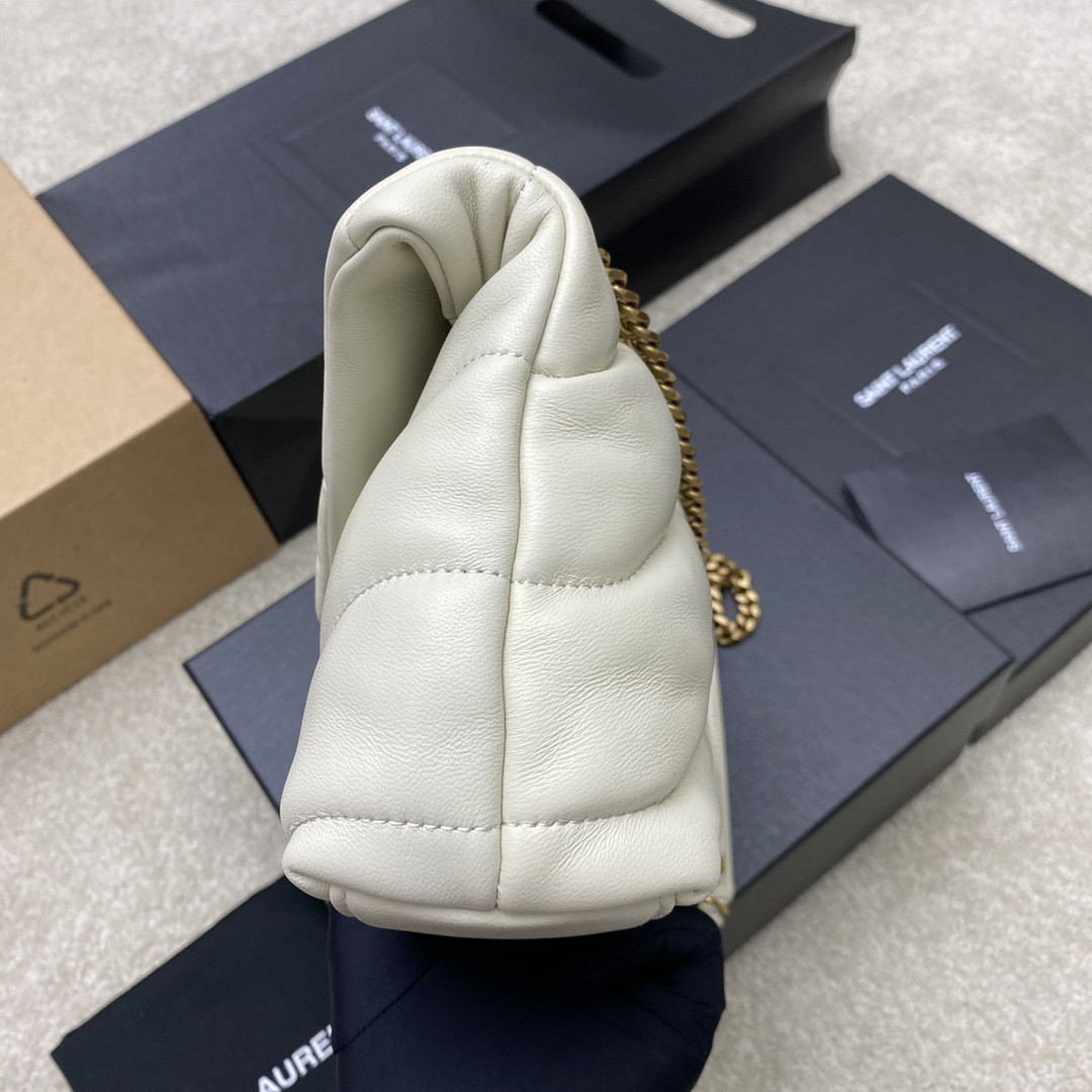 YSL PUFFER IN LEATHER WHITE 23 X 15.5 X 5.8 CM