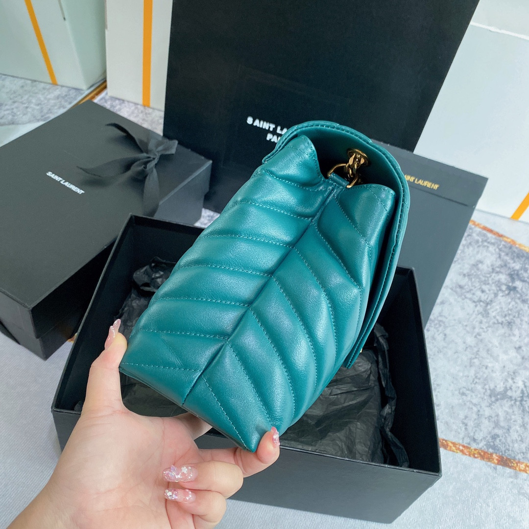 YSL LOULOU MEDIUM BAG IN Y-QUILTED LEATHER BAG 12.5 X 8.6 X 4.7 INCHES