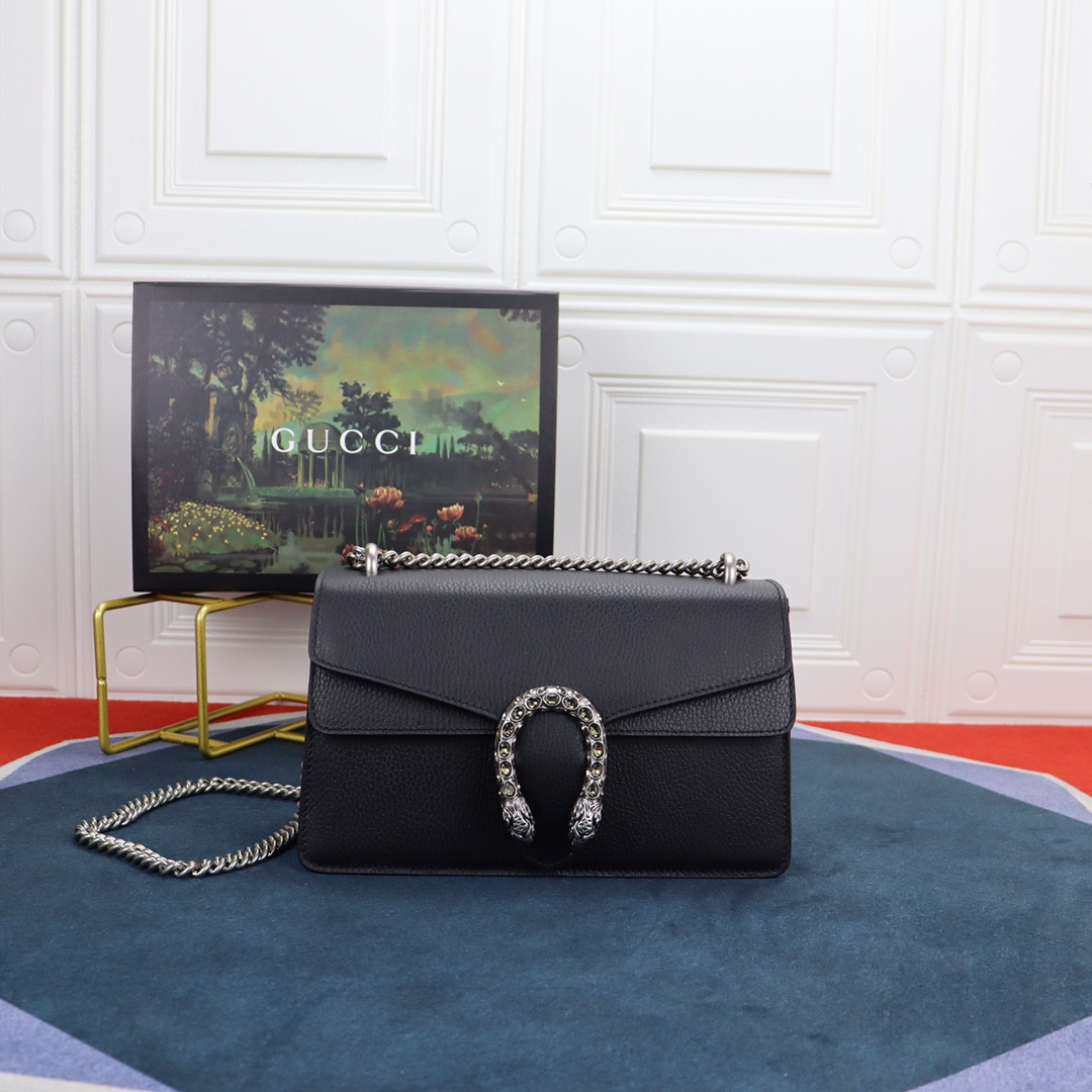 GUCCI DIONYSUS SMALL SHOULDER BAG BLACK 28x18x9cm