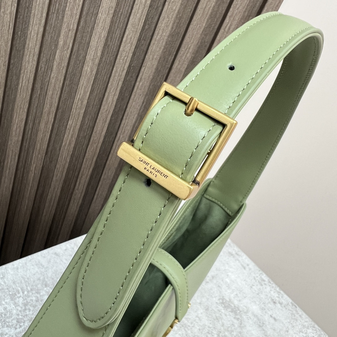 YSL LE 5 À 7 IN SMOOTH LEATHER GREEN 9 X 6.3 X 2.5 INCHES