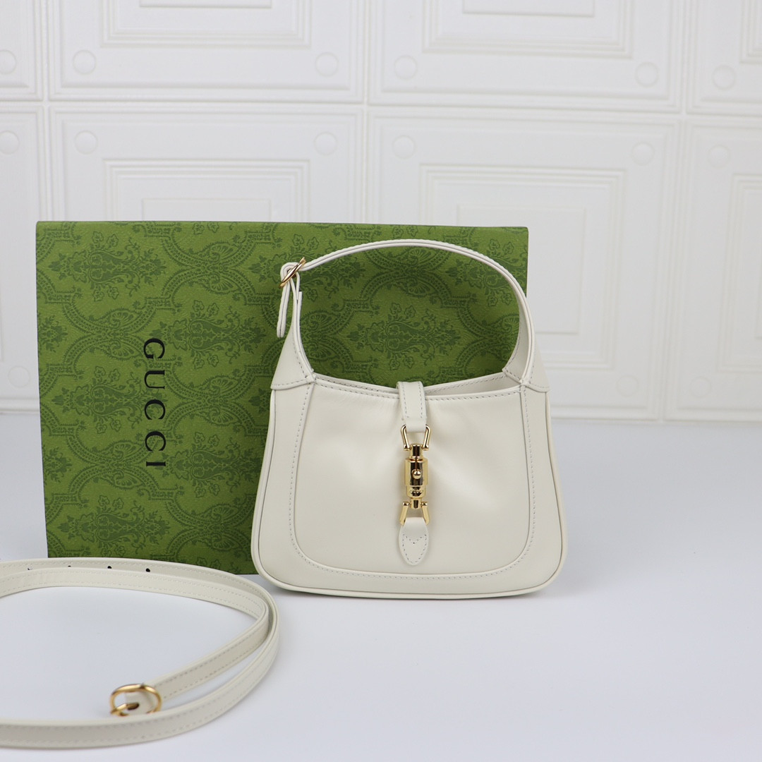 GUCCI JACKIE 1961 MINI SHOULDER BAG White 7.5"W x 5.1"H x 1.2"D