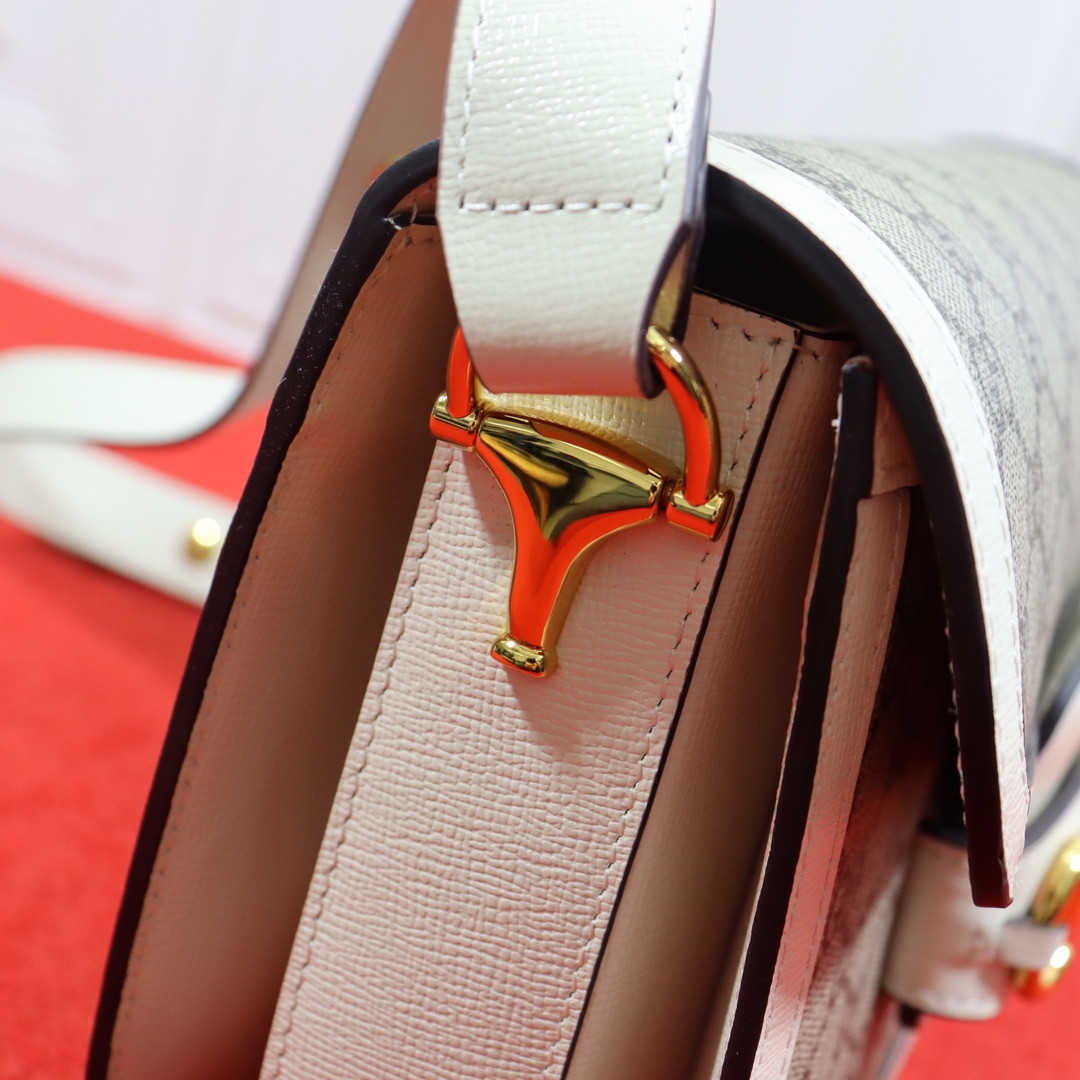 GUCCI HORSEBIT 1955 SHOULDER BAG GRAY WHITE 9.8"W x 7"H x 3.1"D