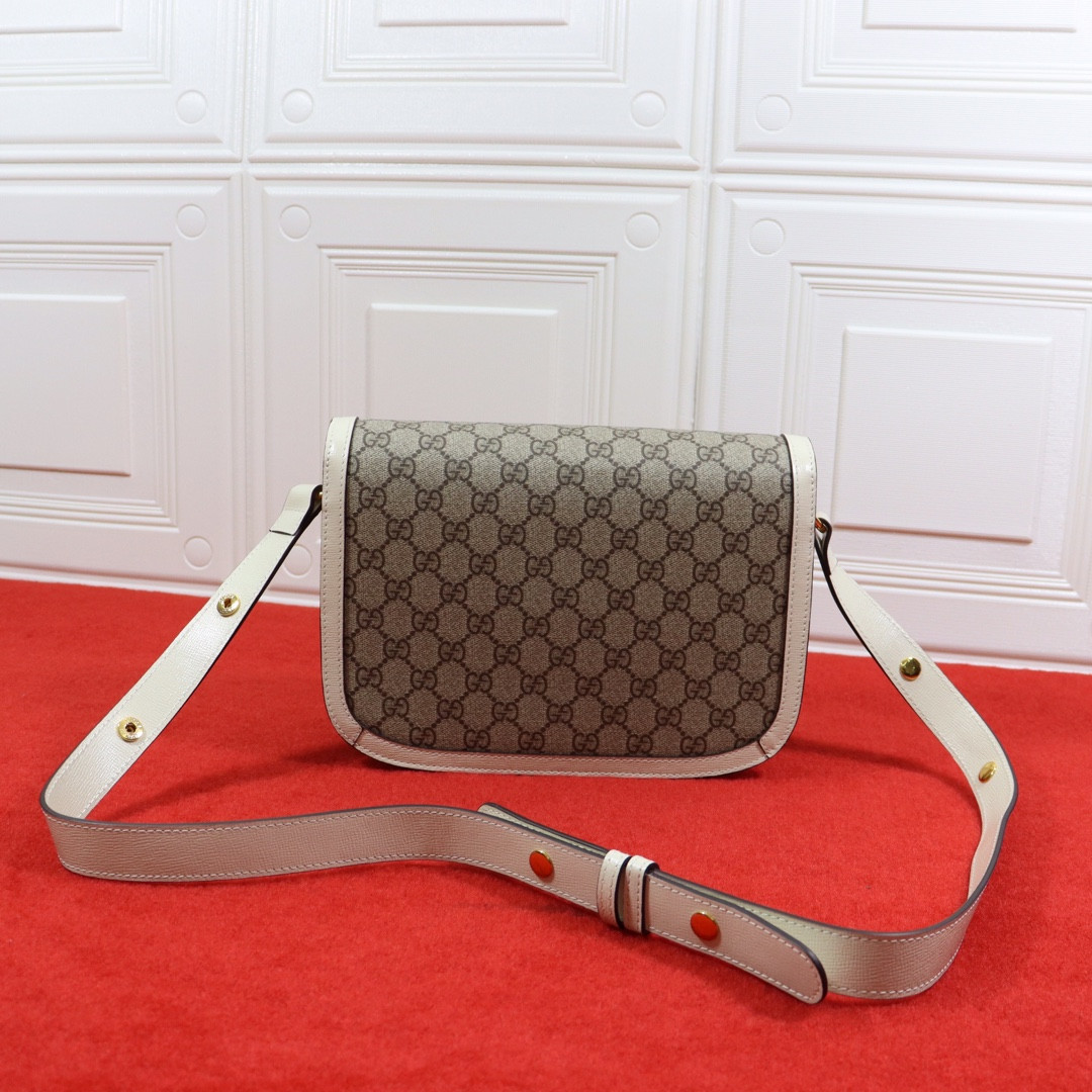 GUCCI HORSEBIT 1955 SHOULDER BAG GRAY WHITE 9.8"W x 7"H x 3.1"D