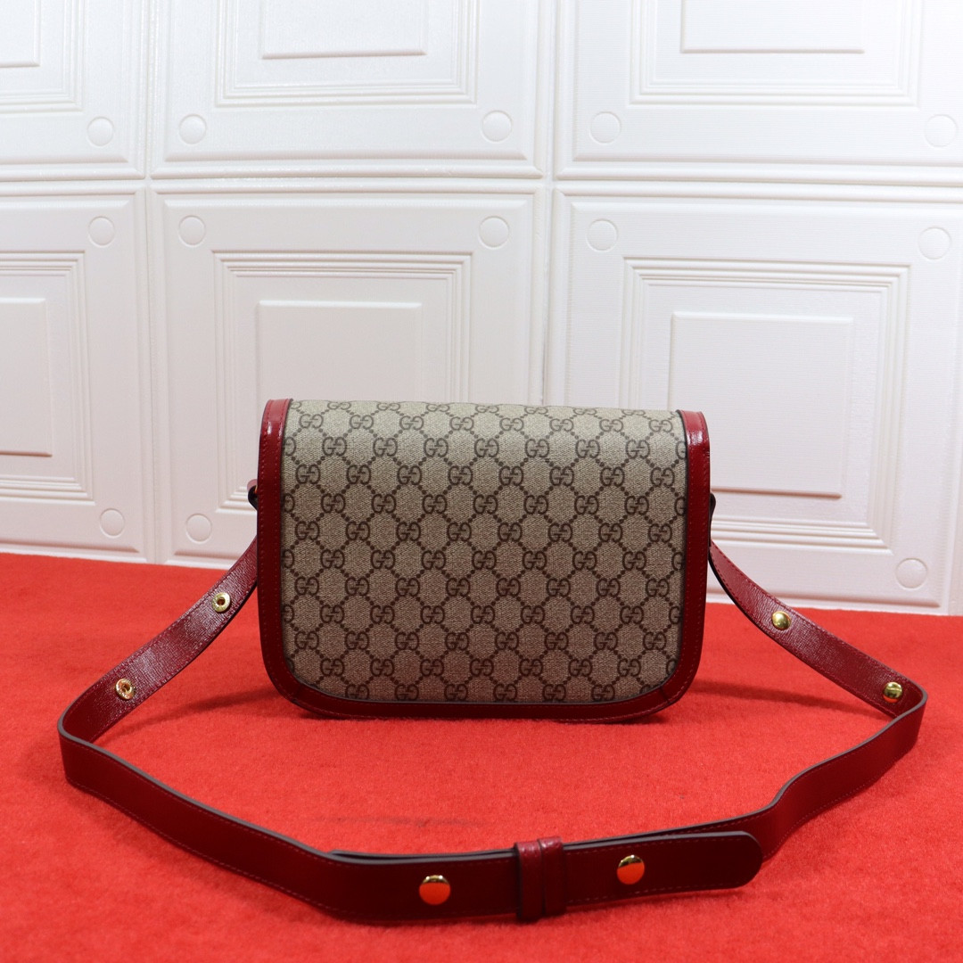 GUCCI HORSEBIT 1955 SHOULDER BAG GRAY RED 9.8"W x 7"H x 3.1"D