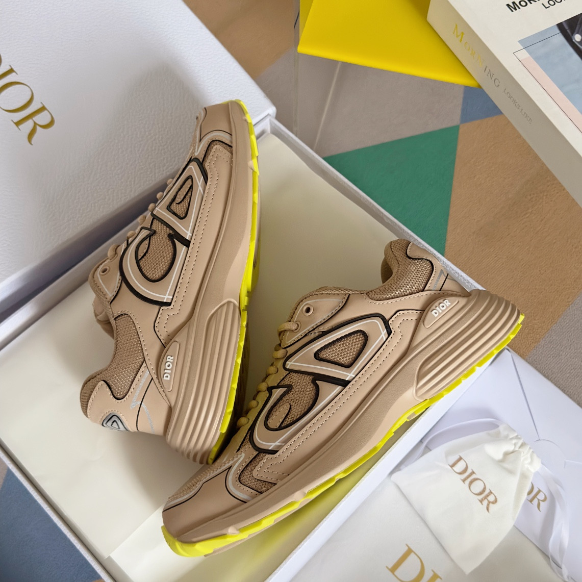 UA DIOR B30 Sneaker Beige Mesh and Technical Fabric