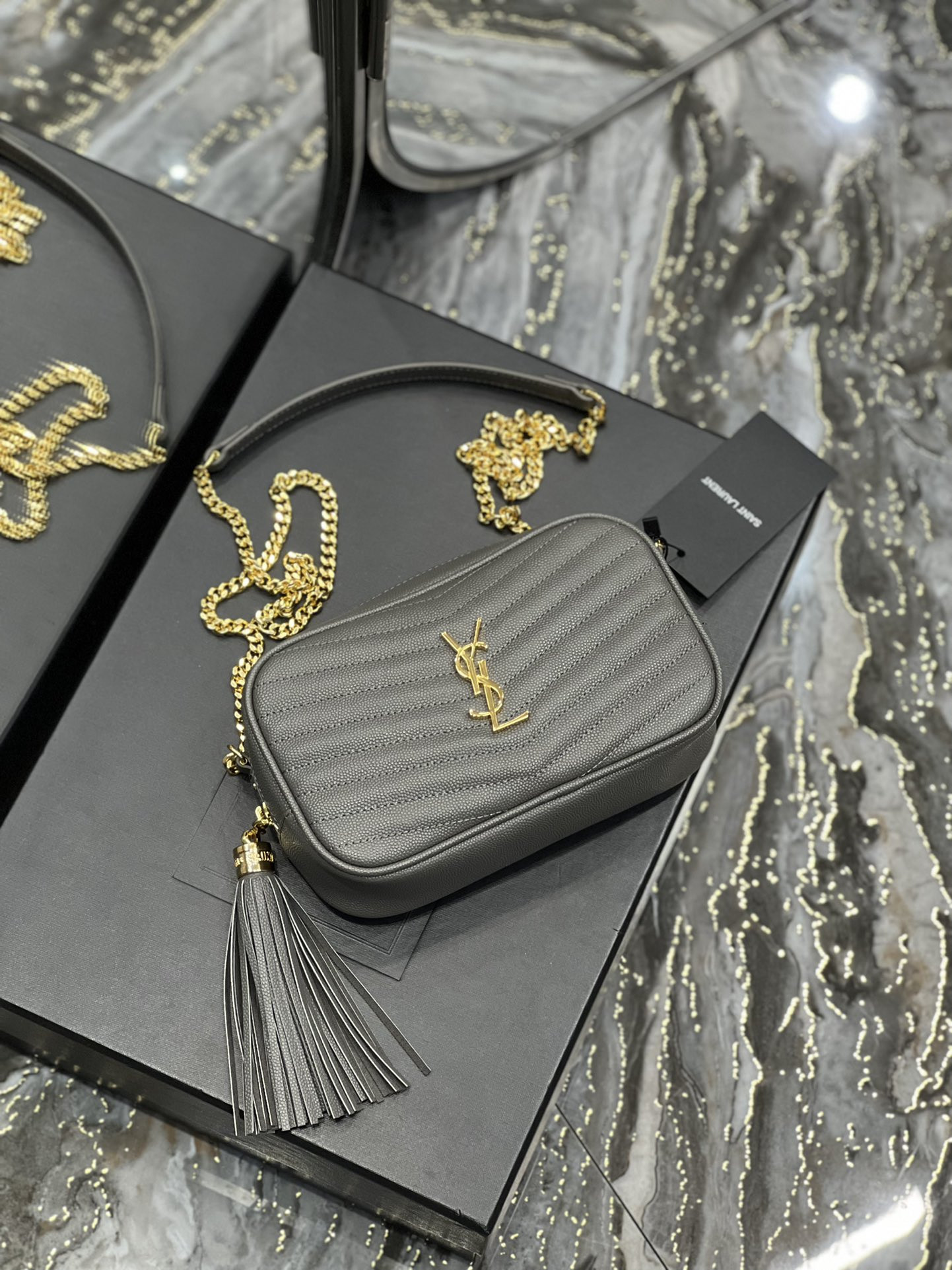 YSL MINI LOU IN QUILTED LEATHER 7.5 X 4.1 X 2 INCHES