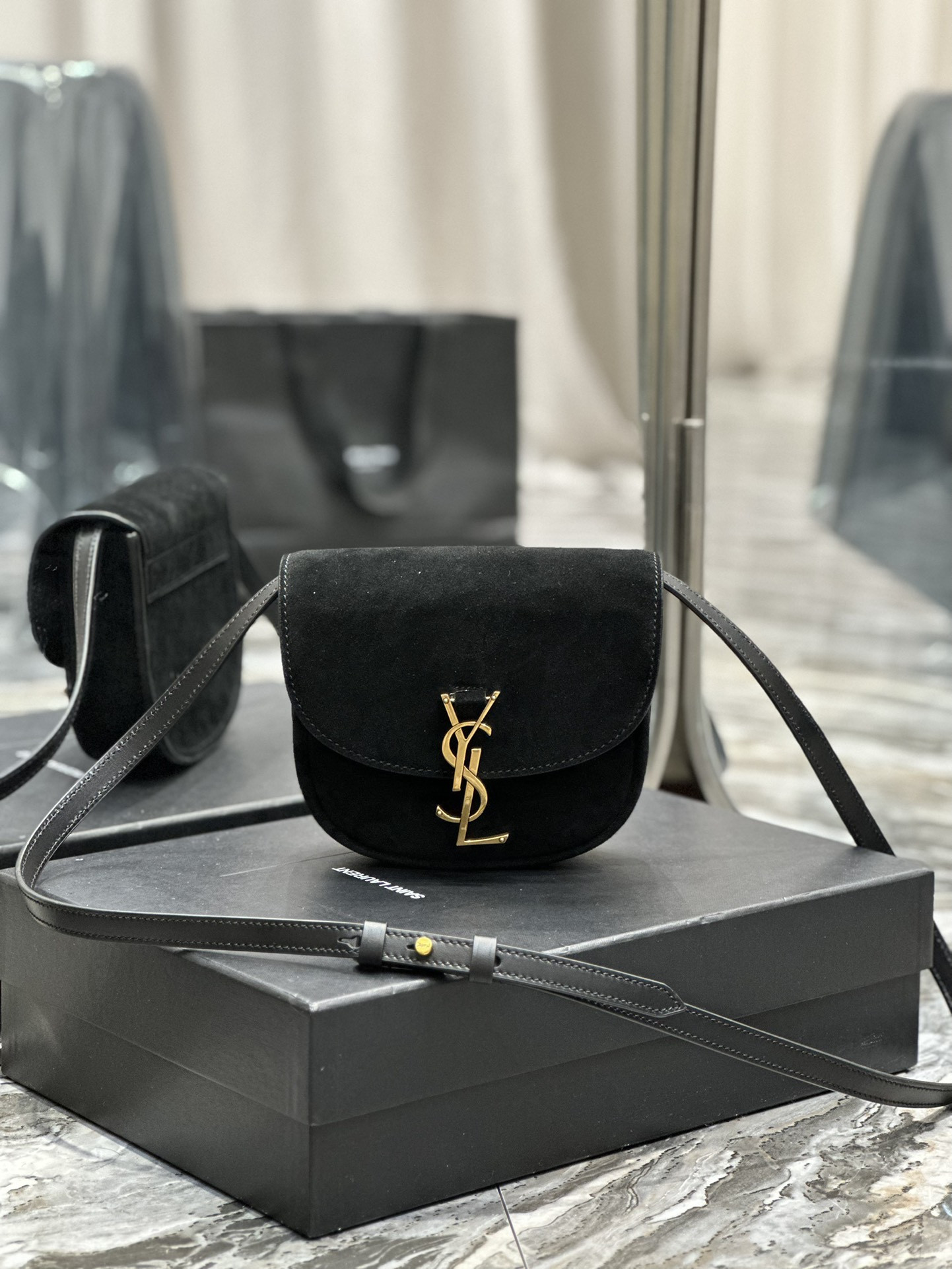 YSL KAIA SMALL SATCHEL IN SMOOTH LEATHER  7.2 X 6.1 X 2.1 INCHES