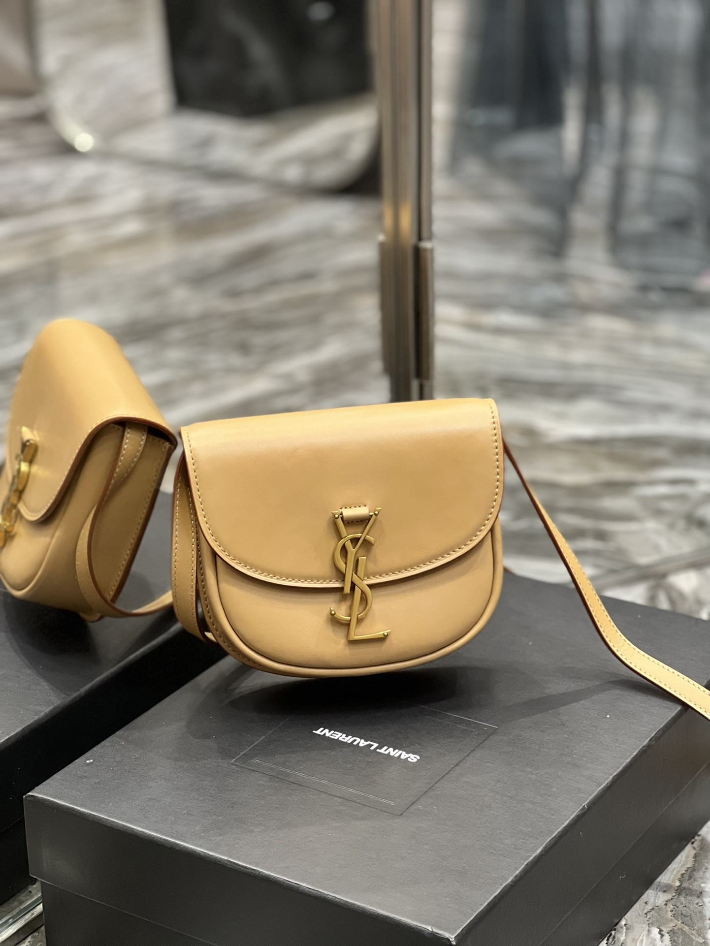 YSL KAIA SMALL SATCHEL IN SMOOTH LEATHER 7.2 X 6.1 X 2.1 INCHES