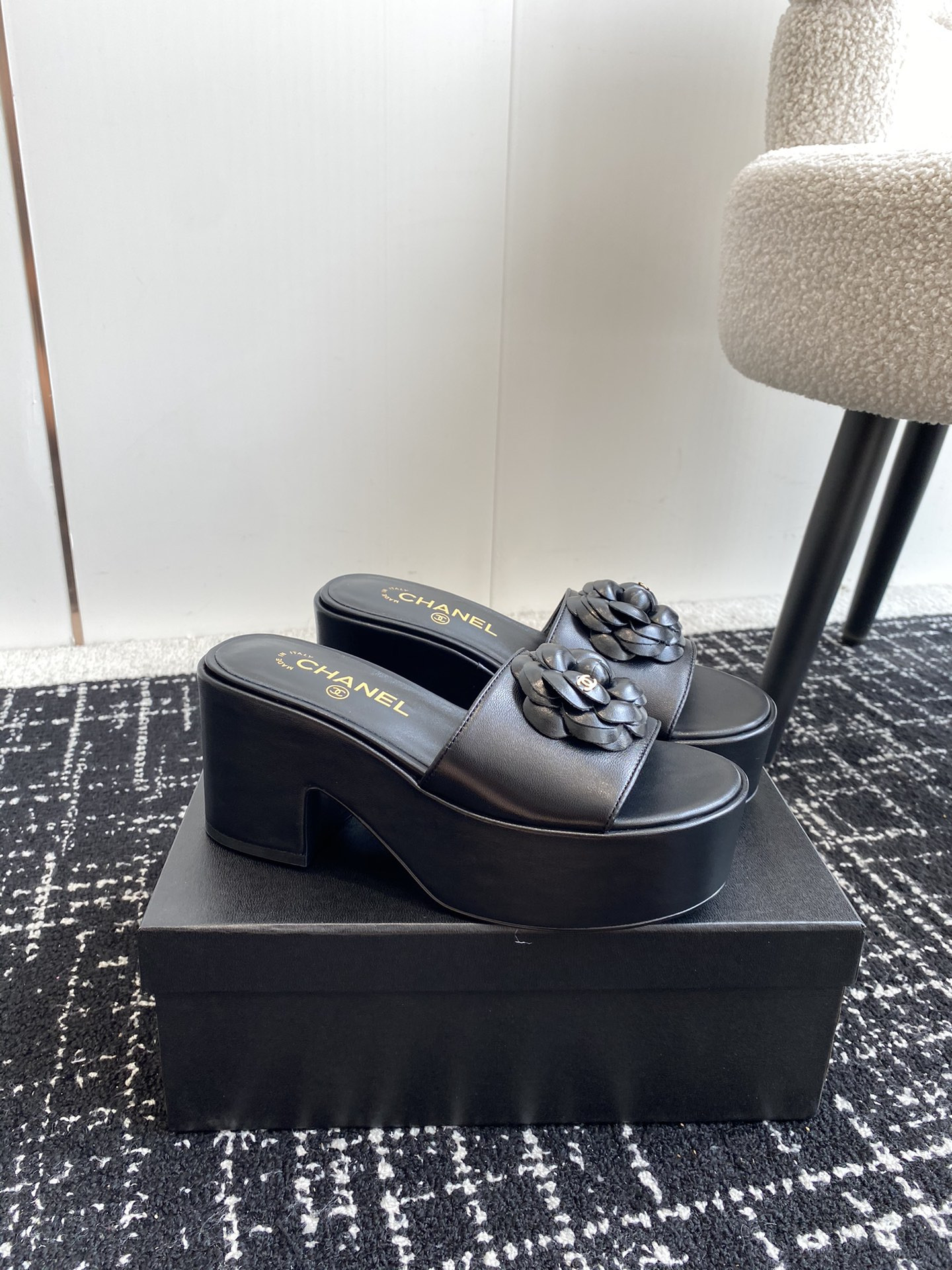 UA CHANEL MULES Platform Heels