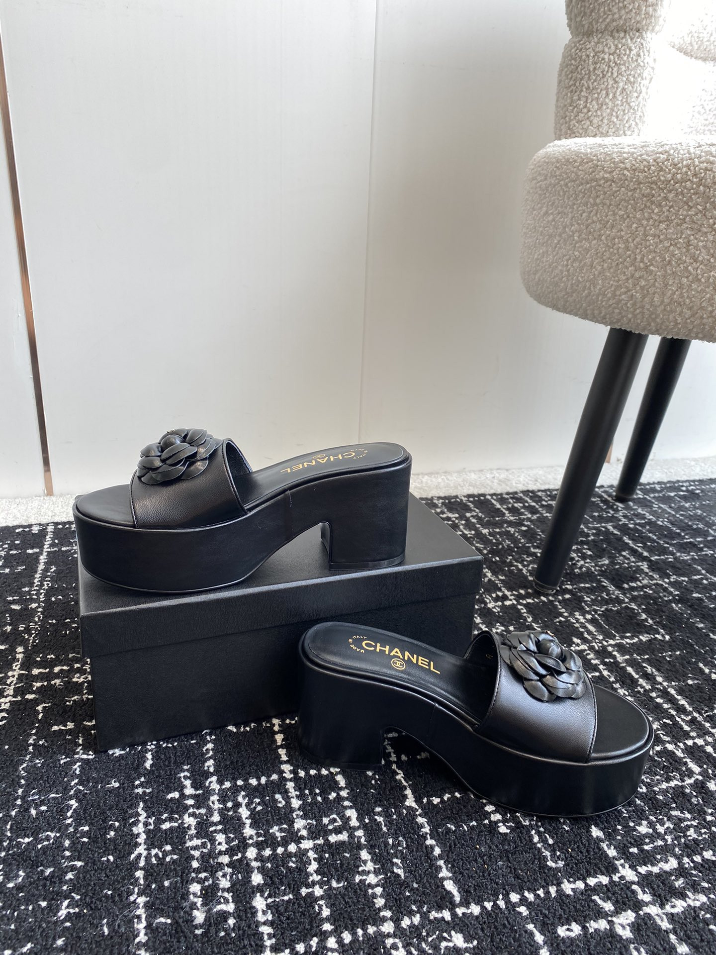 UA CHANEL MULES Platform Heels
