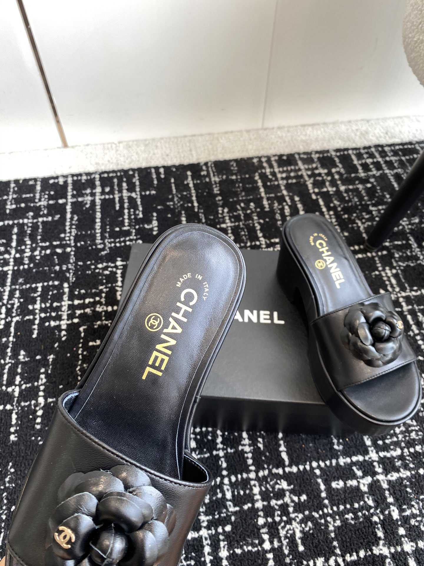 UA CHANEL MULES Platform Heels