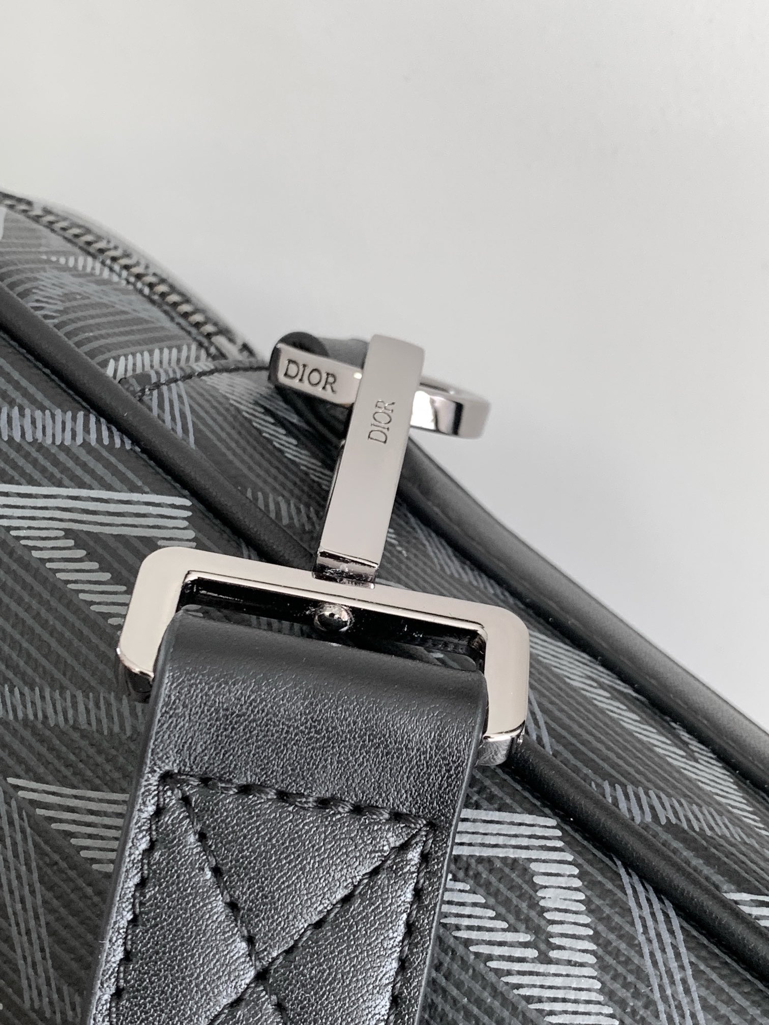 Dior Zipped Briefcase Black CD Diamond Canvas and Black Grained Calfskin  37 x 28 x 6 cm