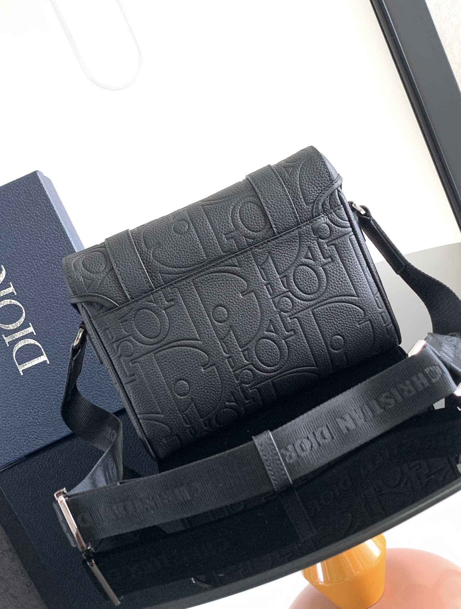 Dior Hit the Road Messenger Bag with Flap Black Dior Gravity Leather and Black Grained Calfskin  24 x 18 x 8 cm