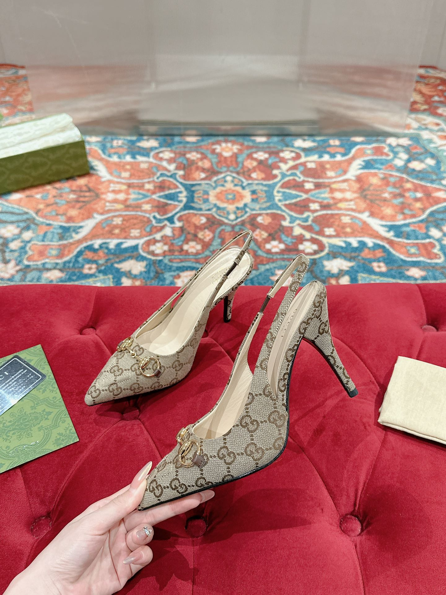 UA GUCCI HORSEBIT SLINGBACK PUMP HIGH HEEL