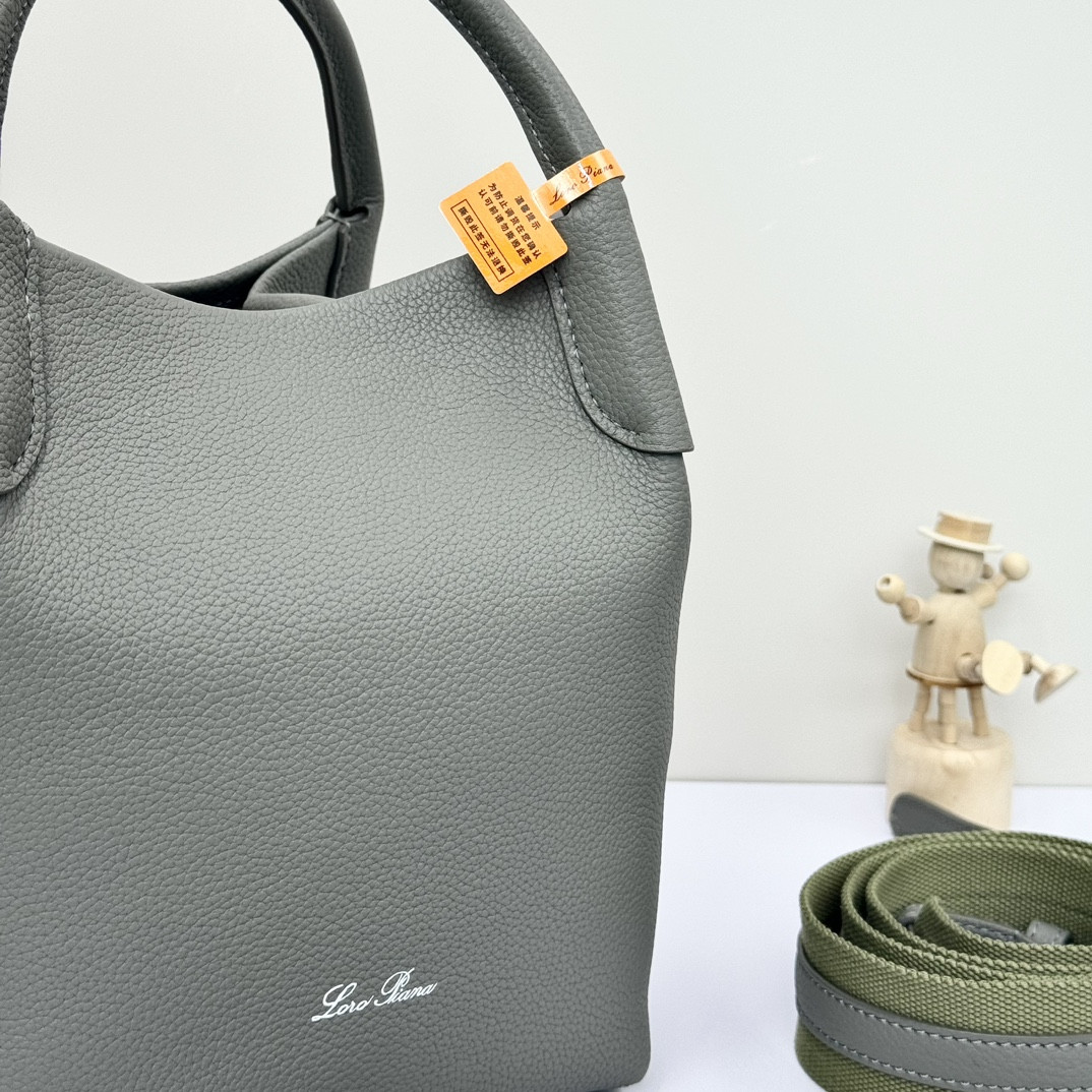 Loro Piana Small Bale Bag Grained Calfskin 17 x 17 x 21 cm