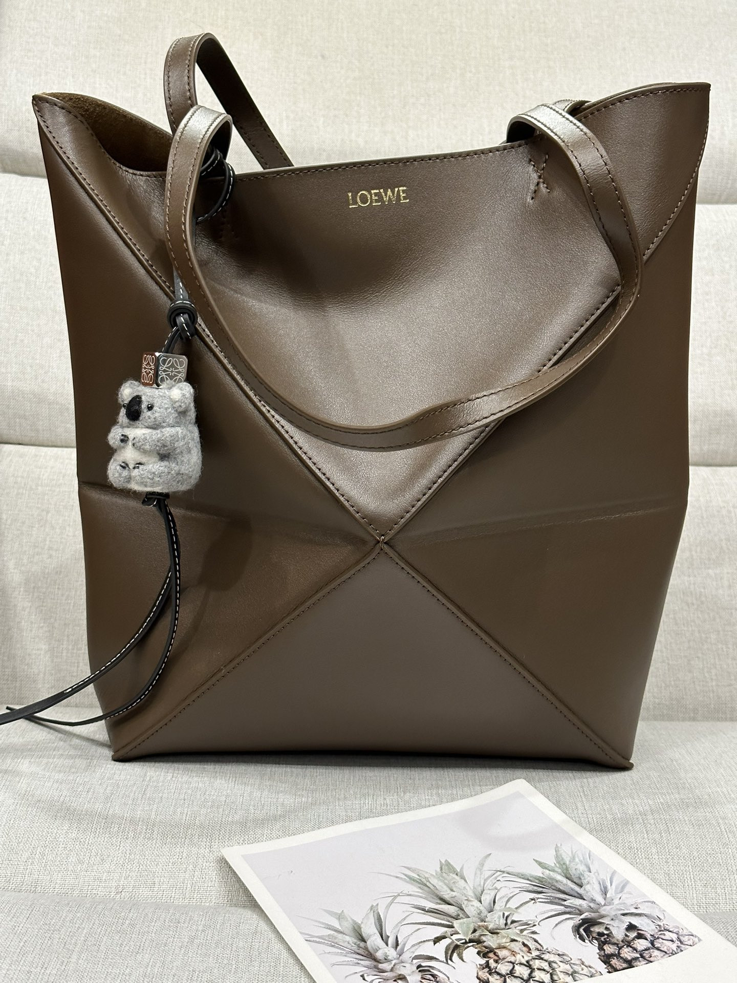LOEWE Medium Puzzle Fold tote in shiny calfskin 25.5x14.5x31.5cm