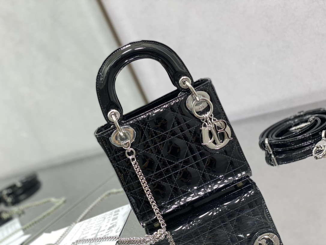Mini Lady Dior Bag Patent Cannage Calfskin 17 x 15 x 7 cm