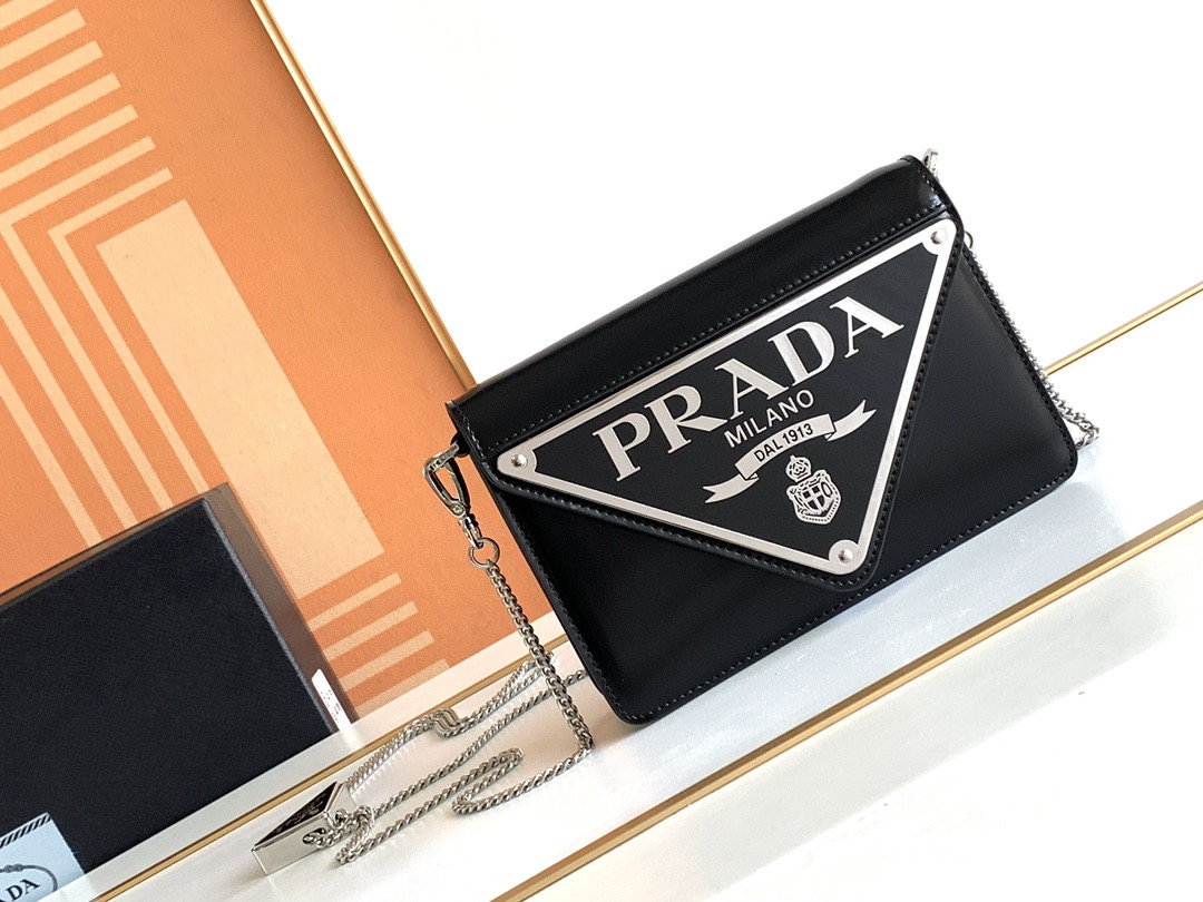 Prada Brushed Leather Shoulder Bag 17x 9.5x3.5cm