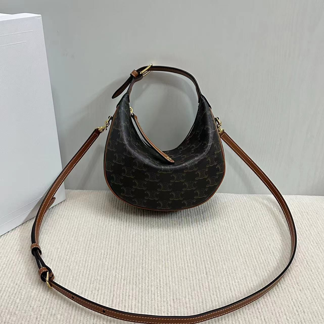 Celine Teen CELINE Lulu in Triomphe canvas and calfskin 21x24x5cm