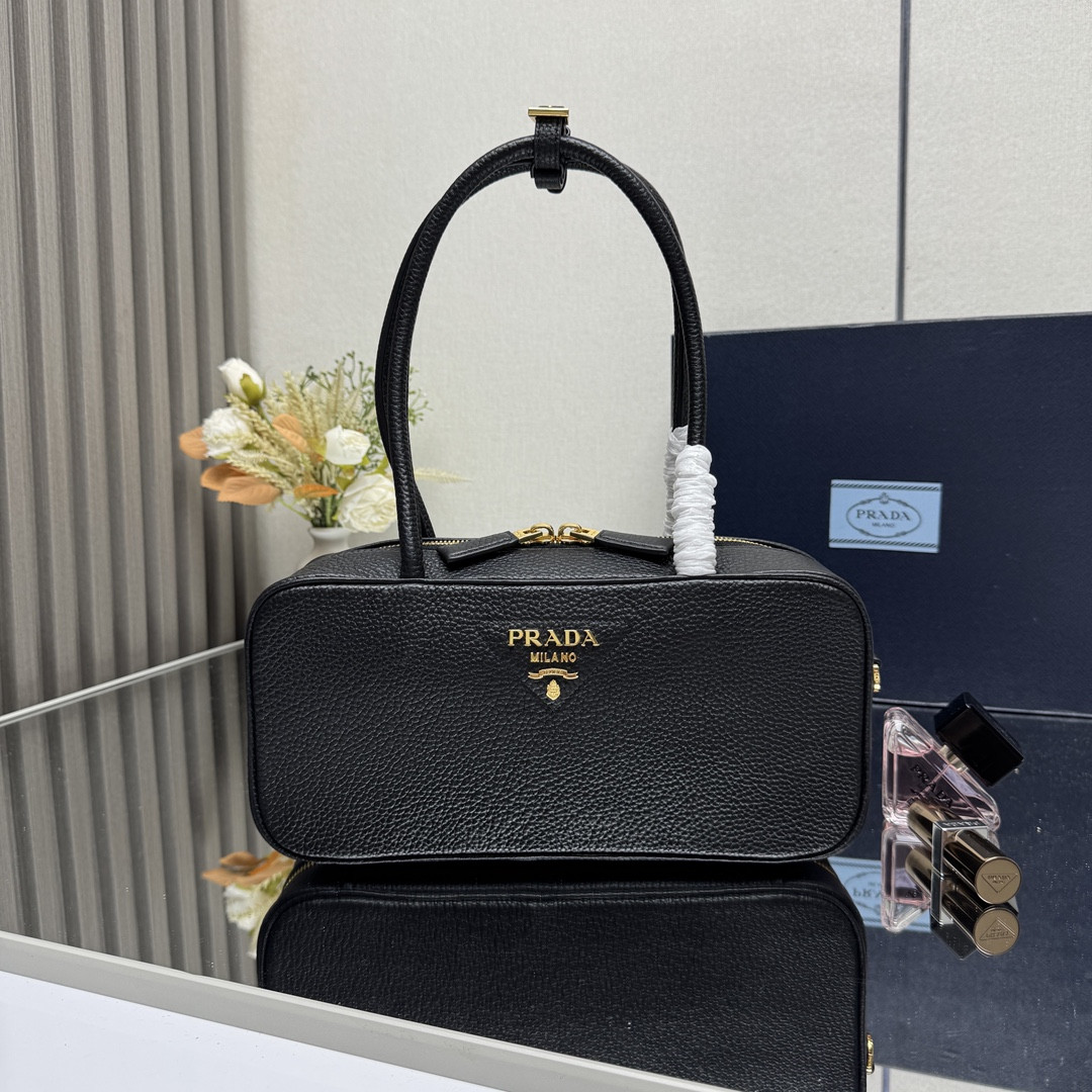 Prada Medium top handle bag in Vitello Dino soft leather 13x28x8cm