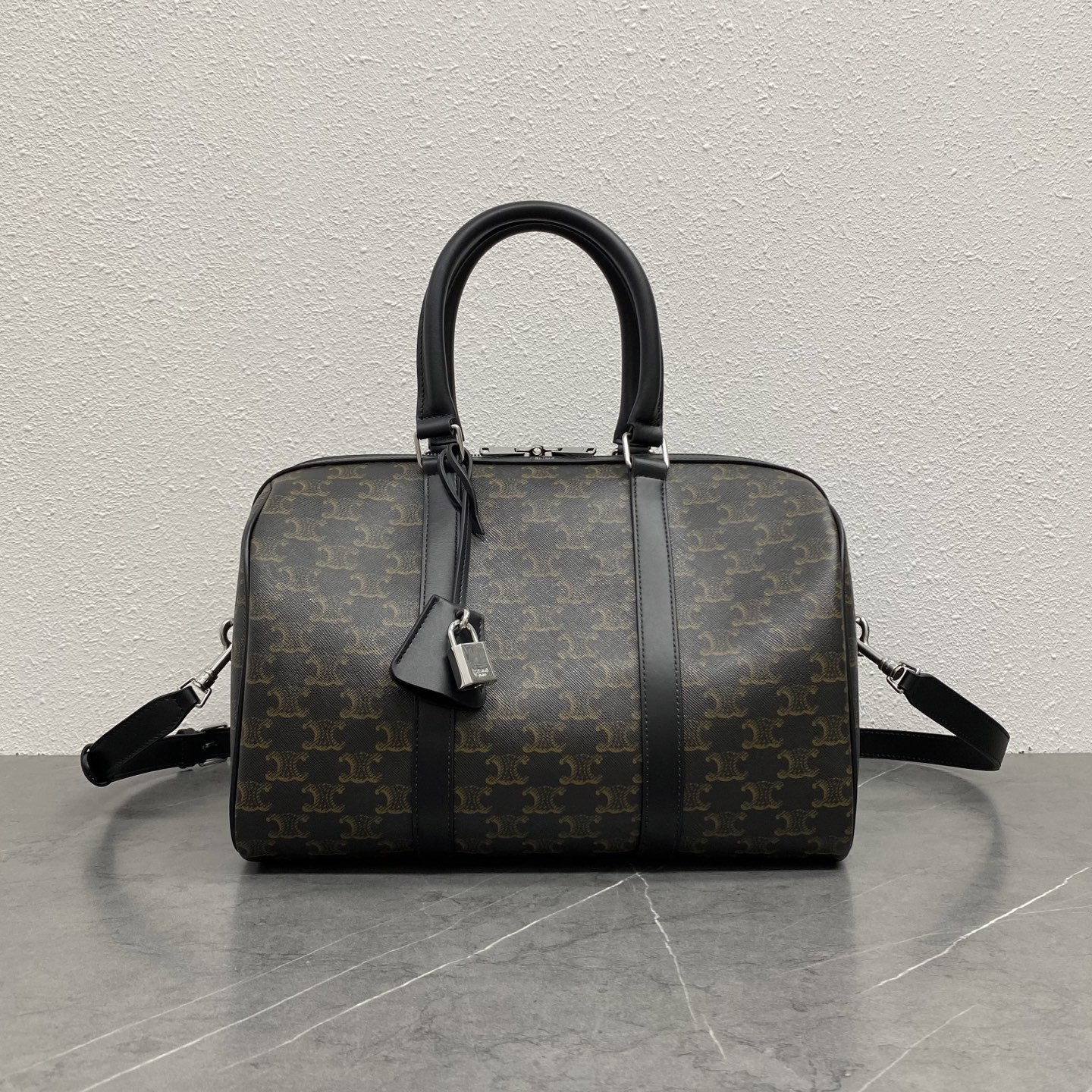 Celine LARGE BOSTON in Triomphe Canvas & calfskin 33x20x24cm