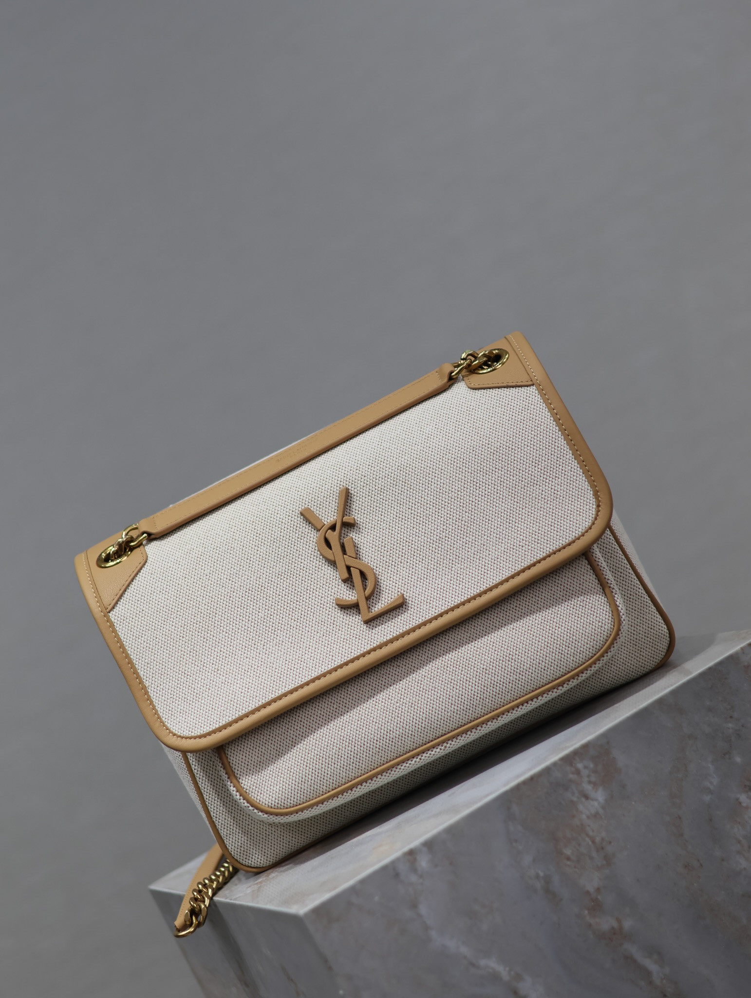 YSL NIKI MEDIUM IN Calfskin Cotton and Linen 28x20x8.5cm